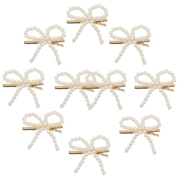 10pcs Pearl Bow Hair Clips，Hair Barrettes Accessories Girls and Women，Faux Pearl Hair Barrette，Decorative Bobby Pin Barrette，Bow Pearls Hairpin，Non-Slip Duckbill Clip，Non-Slip Hairpin Pearl Barrette