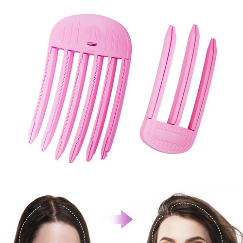 2 Pack Wind Shaping Styling Comb for Fluffy Bangs for Volume and Heatless Curls, Quick Hair Styling Tools Volumizing Hair Clips for All Hair Types No-Trace Hair Root Lifting Clips Men Women (Hot Pink)