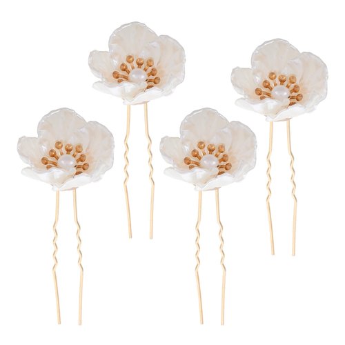 Beaupretty 4pcs Flower Hairpins Flower Bride Wedding Hair Pins Chinese Hair Accessories Antique Headwear Spiral Hair Pins Flower Hair Clips Bride Wedding Hairpins