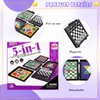 5 in 1 Small Magnetic Checkers Board Game Set Travel Game Road and Flight Trip Essentials Magnetic Travel Chess Checkers for Trip Camping Activities Party Game for Adults and Teens
