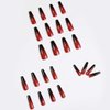 Outyua Halloween Red Black Press on Nails Ombre Coffin Fake Nails Long False nails with Designs Acrylic Witch Ghost Nails for Women and Girls 24Pcs (Red & Black)