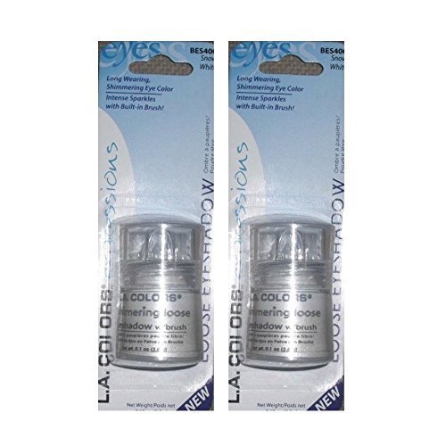 L.A. Colors Shimmering Loose Snow White Eye Shadow, .1 Oz. Bottles - 2 Pack by L.A. Colors