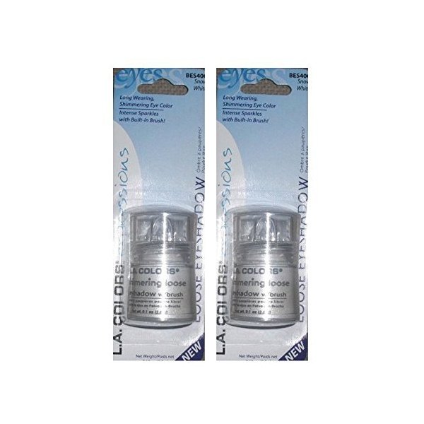 L.A. Colors Shimmering Loose Snow White Eye Shadow, .1 Oz. Bottles - 2 Pack by L.A. Colors