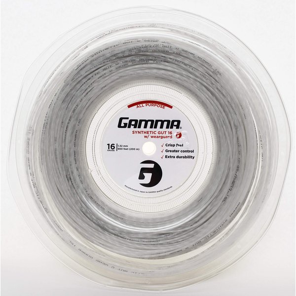 Gamma Sports Synthetic Gut with Wearguard Tennis String Reel, 660'/16g, White