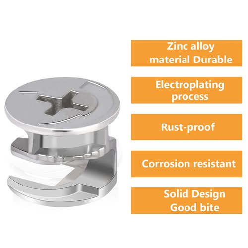 20 Pieces Furniture Cam Lock Fasteners 15mm x 12mm Furniture Cam Lock Nut Connectors Fittings for Cabinet Drawer Wardrobe Panel Connecting