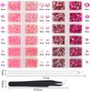 AUREHEN 15000PCs 2-6MM Pink Series Resin Flat Back Rhinestones, Round Non Hotfix Jelly & Silver Bottom Resin Rhinestones Nail Gems Stones with Tweezer & Picker Pen for Nail Art Tumblers & DIY Crafts