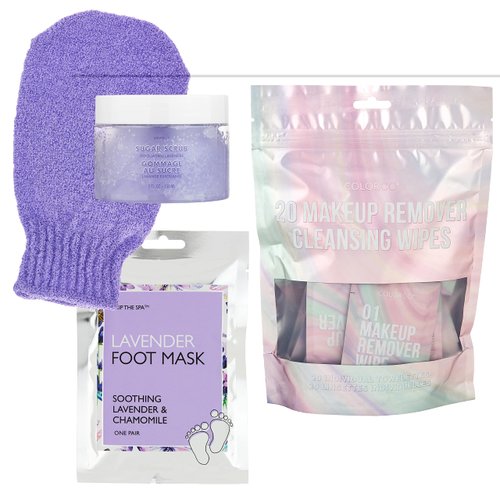 Jean Pierre Cosmetics Lavender Beauty Kit, Spa Gift, Spa Kit for Women, Lavender Spa Gift Set, Home Spa Kits, Gifts for Women, Christmas Gift, Stocking Gifts (4 Piece Set)