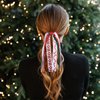 Christmas HOHO Ribbon Decor Ponytail Hair Streamer Girls Elastic Hair Tie Bands Handmade Pigtail Pony Holder Stuff Teens Toddler Party Dress Outfit Accessory Xmas Gift