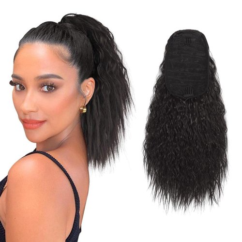 SDZNYQT 14&quot; Corn Wave Drawstring Ponytail Hairpieces Curly Ponytail Extensions for Black Women wa...