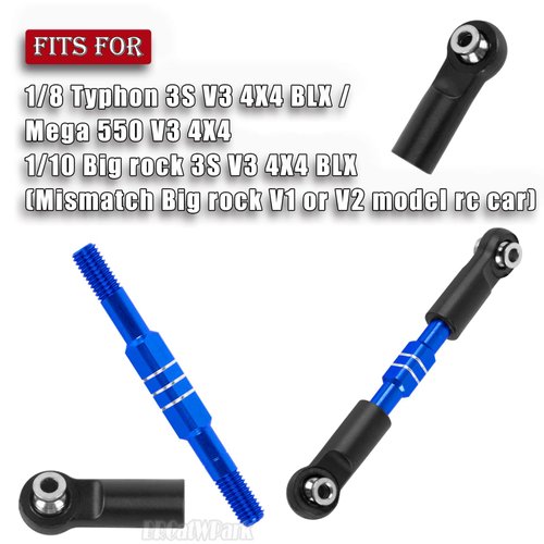 BRCatWPark RC Adjustable Turnbuckles Camber Links Upgrades Part for 1/8 Typhon 3S 4WD BLX/Mega 550 1/10 Big Rock 3S 4WD BLX,Navy Blue (Not for Big Rock V1 or V2 Model rc car)