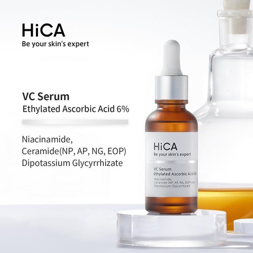 HiCA VC Serum Ethylated Ascorbic Acid 6% Vitamin C Serum 28ml with Niacinamide 2% & Retinol Boost Skin Tightens and Revitalizes