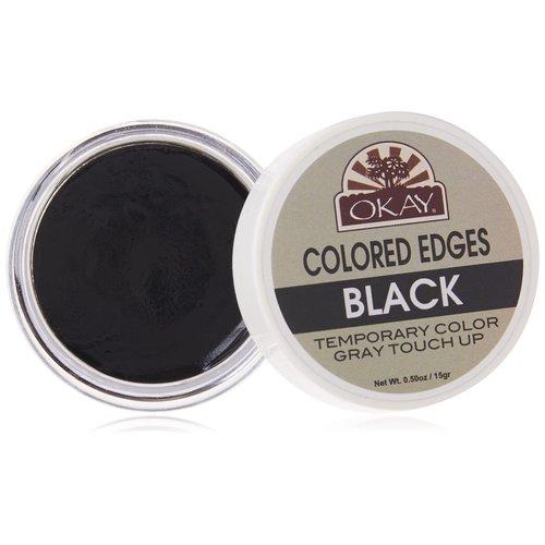 OKAY Colored Edges Black - Root Touch Up, Edge Control, Root Cover Up, Black Edge Gel, Gray Hair Cover Up for Women & Men, Hairline Coverage for Hair Loss, Thinning, Natural Look - 0.5 Oz (Pack of 1)