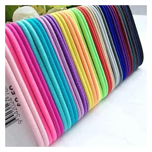 Generic Noor Village Multicolor Impression Jewellery Hair Elastics Ties Stretchable Rubber Hair Bands for Thin Hair - No Crease Hair Accessories for Women, Men, Girls, Boys Elastic Bands (Model 1)