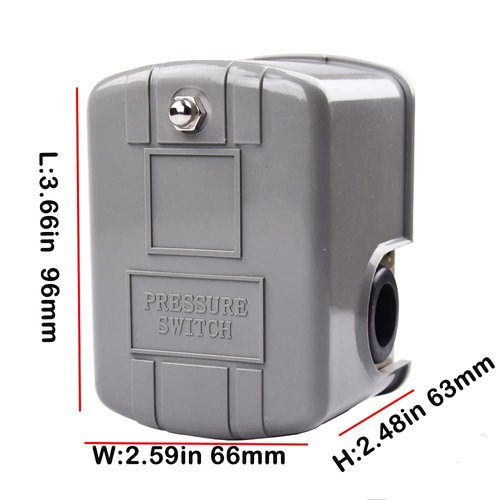 1/4NPT Internal Thread 40-60Psi Water Pressure Switch, Adjustable Double Spring Rod 110V-230V Pressure Switch Well Pump,Well Switch