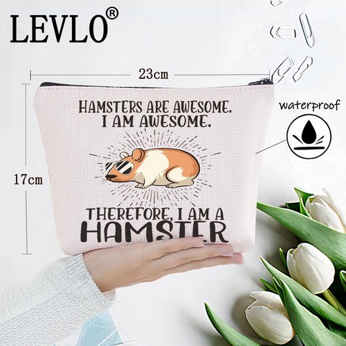 LEVLO Hamster Cosmetic Makeup Bag Hamster Lover Gift Hamsters Are Awesome Makeup Zipper Pouch Bag For Hamster Owner (Hamsters Are Awesome)