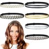 Jutom 6 Pcs Braided Elastic Braided Headbands for Women No Slip Stretchy Headbands for Women Strand Headband Plaited Hair Band Hippie Hair Accessory Christmas gift for Women