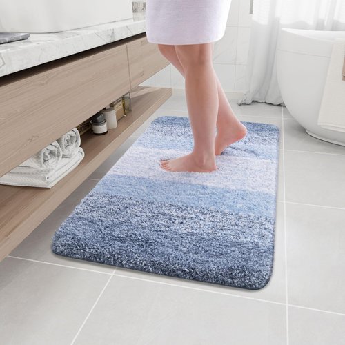 Arotive Bathroom Rugs Bath Mat, Shaggy Soft and Absorbent Microfiber Bath Rugs, Thick Plush Bath Carpet, Non Slip Machine Wash Dry Bath Mats for Bathroom, Shower and Tub, 36" x 24", Light Blue