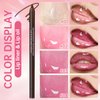 HOSAILY 4 Colors Hydrating Lip Oil Plumping + Lip Liner Set, Shiny Glow Long-Lasting Lip Care Oil, Moisturizing Big Brush Head Clear Pink Glitter Transparent Lip Gloss Combo Makeup Present for Women