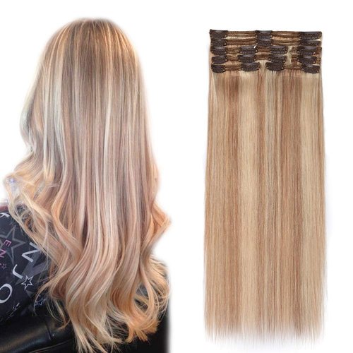 MY-LADY Double Weft 100% Remy Human Hair Clip in Extensions 14&#39;&#39;-22&#39;&#39; Grade 7A Quality Full Head ...
