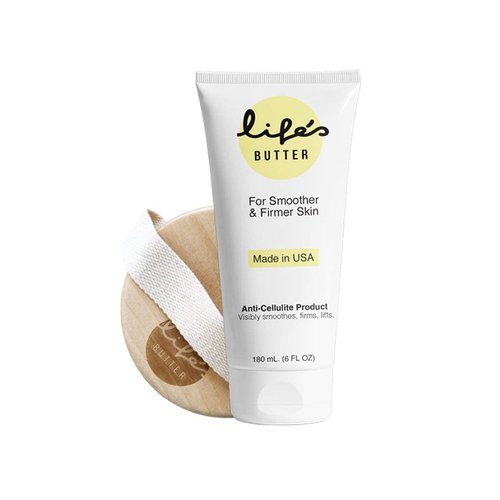 Life's Butter Anti-Cellulite Cream with Coenzyme Q10, L-Carnitine and Coconut Oil (Single) with Dry Brushing Body Brush