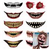 Halloween Tattoos Face Tattoo Sticker Big Mouth Fake Tattoos Halloween Clown Horror Mouth Sticker Decals for Men Women Kids Cosplay Accessories 10 Sheet Halloween Party DIY Decorations Makeup Kit