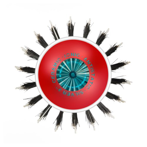 Moehair Double Bristle 2" Hair Brush. Double Bristle Barrel Hair Brush for women & men with Antistatic and Ionic Bristle and Ceramic Coated Silver Barrel for Wet & Dry hair. Made in USA