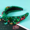 Gmmidea Christmas Jeweled Headbands for Women Girls Christmas Outfits Accessories Xmas Bow Rhinestone Pearl Knotted Headband Red Green Wide Top Knot Hairband Fancy Holiday Gifts
