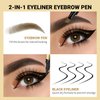 Waterproof Microblading Eyebrow Pen 2-in-1 Long Lasting 4 Tipped Precise Brow Pencil Eyeliner for Natural Looking (02# Dark Brown)