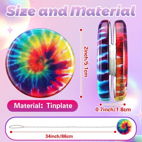 32 Packs Bulk Smile Face Yo Yos Metal Rainbow Yo Yo Toys in Assorted Designs, Yo Yo Party Favors Holiday Goodie Bag Stuffers for Birthday Party Favors, Classroom Prizes, (Rainbow)