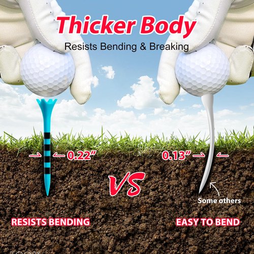 Full Choice Plastic Golf Tees 100 Pack (3-1/4") - Durable, Reduce Friction & Increase Distance, Golf Plastic Tees (Blue