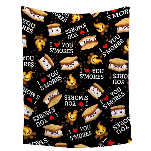 Cute S'Mores Throw Blanket,Marshmallow Cookie Blankets Gift Soft Cozy Plush Bedding Blanket,Fuzzy Flannel Fleece Blanket for Kids Adults Couch Sofa Camping,40"x50"-Throw Size for Kids