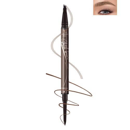 Microblading Eyebrow Pencil-Waterproof Eye Brow Pen 2-in-1 Dual-Ended Eyebrow Pen with 4-Fork-Tip & Ultra Precise Brush-Tip,Long Lasting Brow Pencil for Women Natural Looking Brow Makeup-01Light Brown