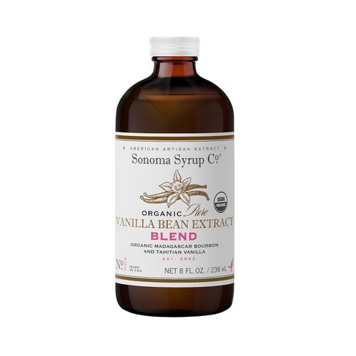 Sonoma Syrup Co Organic Pure Vanilla Bean Extract "Blend", 8 Fl Oz for Baking