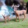 Gemini&Genius Whitetail Deer Animal Toys for Kids, Deer Figurines with Cub, 2Pcs Reindeer Family Woodland Animal Toys, Great for Kids Party Favors, Treasure Box Prizes, Family Fun or Cake Toppers
