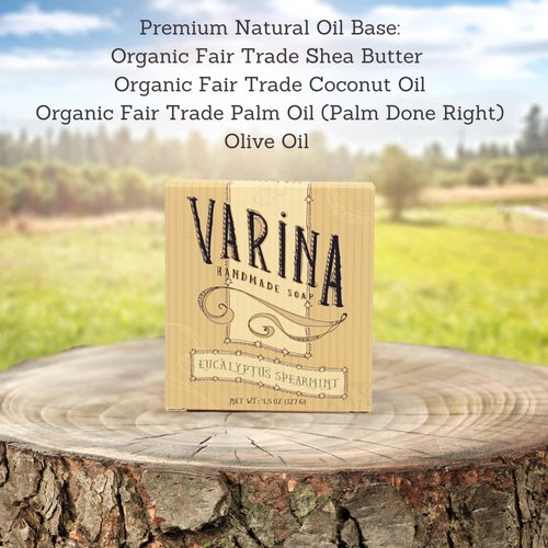 Varina Organic Eucalyptus Spearmint Bar Soap - Gentle Cleansing for Sensitive Skin, Herbal and Mint - 3 Pack