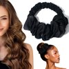 Heatless Hair Curler for Overnight Curls, Soft Scrunchie Roller Headband for Long Hair (Black)