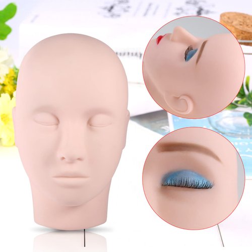 Lash Mannequin Head, Flat Make Up Mannequin Head Lashes Eyelash Extensions, Silicone Makeup Practice Face Cosmetology Doll Head for Makeup Practice Salon