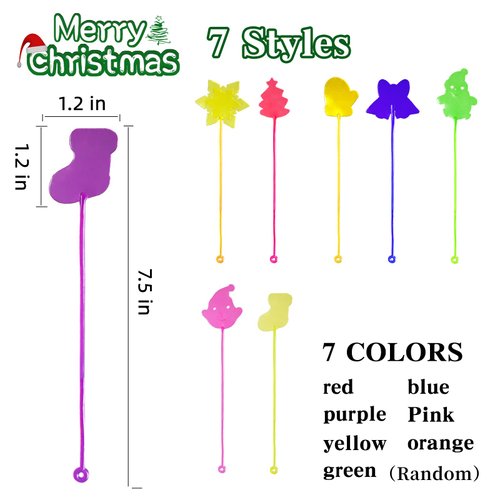 Mchochy 28pcs Christmas Sticky Hands Toys for Kids, Christmas Styles Stretchy Toys for Christmas Stocking Stuffers, Gifts, Pinata Fillers, Party Favors for Kids