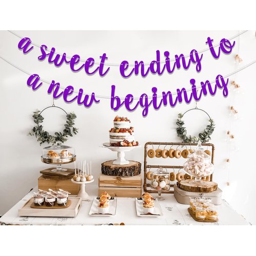 A Sweet Ending to A New Beginning Banner, Let the Adventure Begin, Graduation/Retirement/Birthday Party Decorations, Wedding Party Decor, Congrats Grad 2024 Graduation New Job Change Party Supply