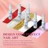 eodci Nail Art Liner Set 6 Pcs Black White Red Gold Silver Glitters Colors Paint Swirl Built Thin Brush in Bottle Soak off Led Lamp Gel Liner Nail Polish Manicure Kits