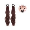 2PCS Curly Ponytail Extension with Hair Tie Hair Natural Black Hair Wig Elastic Band Wave Fake Ponytail Wigs Accessories for Women Daily 17 Inch (dark brown)