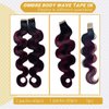 Burgundy Body Wave Tape in Human Hair Extensions Highlight Natural Black to Burgundy Hair Extensions 100% Real Human Hair Double Sided Tape in Ombre Human Hair Tape in Extensions 16 Inch #1B/99J