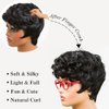 DOcute Black Short Pixie Cut Wigs for Black Women Short Wavy Hair Wig Pixie Cut Curly Wig with Bangs for Black Women Synthetic Fluffy Daily Wig Layered Heat Resistant Wigs (Natural black)