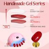 GLAMERMAID Press on Nails Medium Oval, Fall Handmade Gel Glitter Glue on Nails with Design, 24Pcs Short Oval Acrylic False Nails Kits Reusable UV Finish Full Cover Stick on Nails for Women Gifts