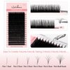 NATUHANA Round Eyelash Extensions 0.12mm B Curl Russian Single Lash 8-15mm Mixed Tray Professional Lash Supplies,Classic Individual Lash Extensions 16Rows/Case Matte Black (black;0.12 B, 8-15 MIX)