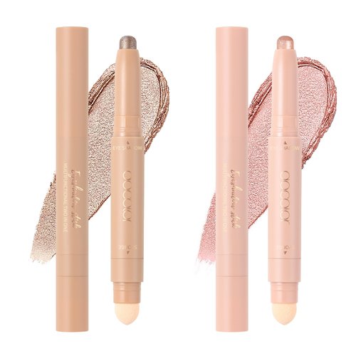 docolor Eyeshadow Stick, 2Pcs Cream Eye Shadow Stick Brightener Eyeshadow Pencil Crayon Highlighter Eye Shadow Stick Sets with Crease-proof Formula Long Lasting Waterproof Eye Shadow Make Up