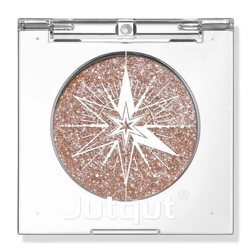 Jutqut Single Shimmer Glitter Eyeshadow Palette - Sparkle Metallic Champagne Gold Cream Eye Shadow Compact, Long-Lasting Shimmery Eye Makeup and Highlight - Vegan Formula, 02# GALAXY ALTAIR, Upgraded