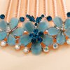 Aimimier Vintage Flower Rhinestone Hair Side Combs Elegant Long Teeth Hair Pins Wedding Bridal Hair Accessories Prom Party Hair Jewelry for Women and Girls(Blue)
