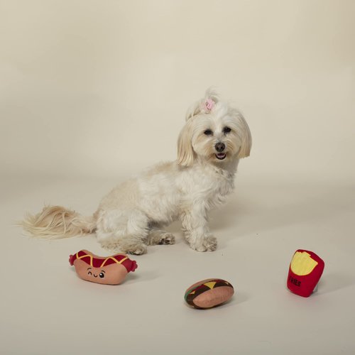 Fringe Studio Plush Dog Toy Set, Fast Foods, 3 Piece Set, for Small Dogs (289504)