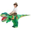 COMIN Inflatable Dinosaur Costume Kids, Green T Rex Dinosaur Blow Up Costume Riding on Dino Halloween Costumes Funny for Family Party 36"